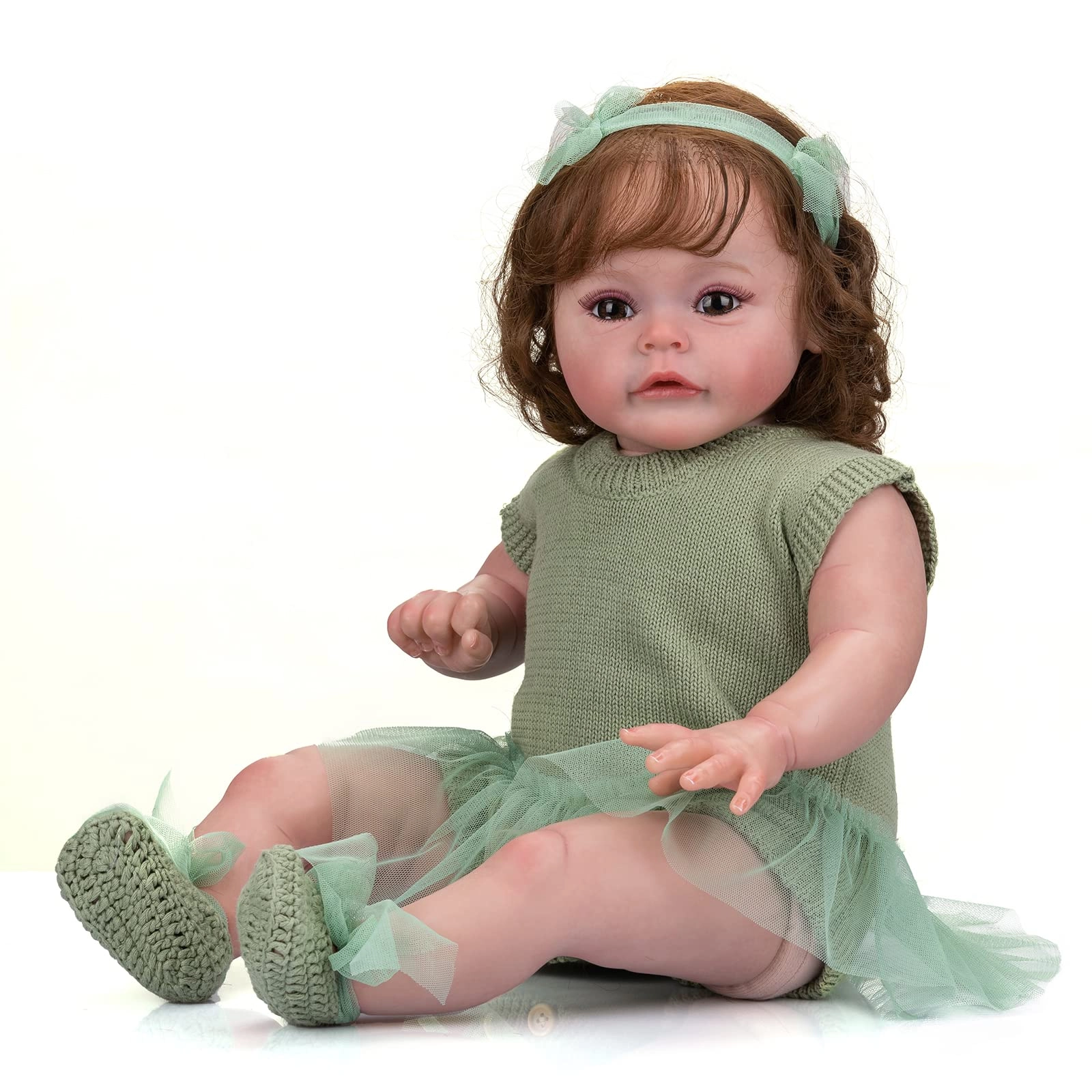 Sue-Sue Reborn Doll - 24 Inch (61 cm) hand-rooted fibre hair Blue Eyes