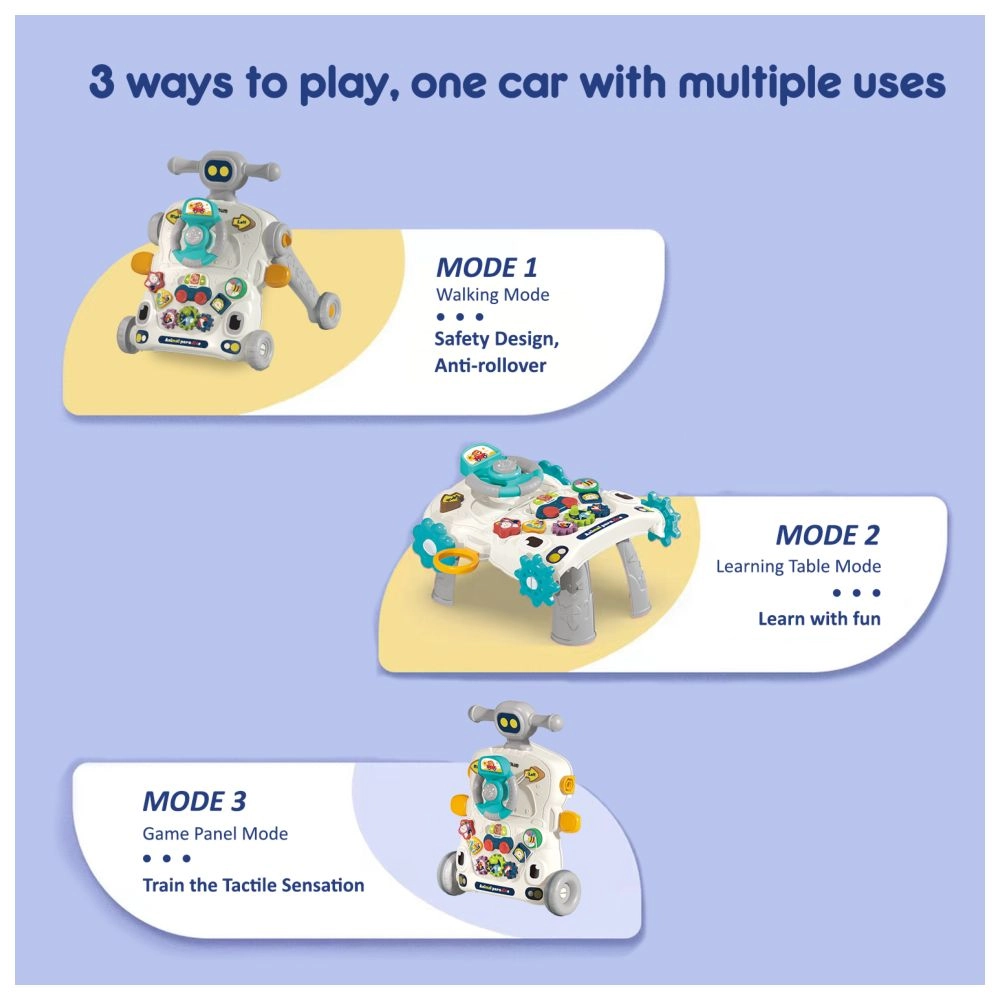 3-in-1 Baby Walker - Musical Keyboard Learning Table Mode