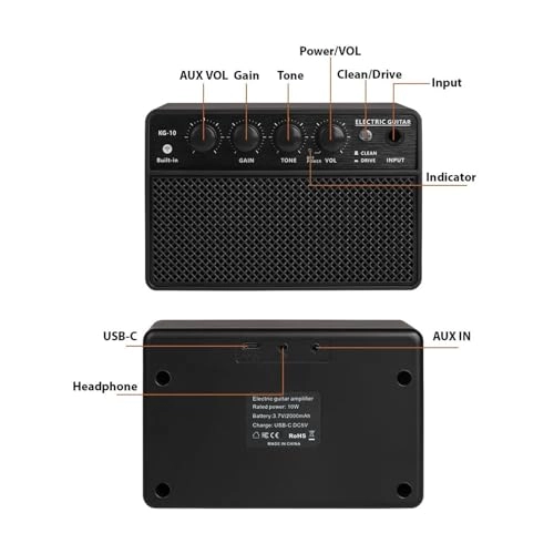 Electric Guitar Amp - 10W Rechargeable 3.7V 2000mAh