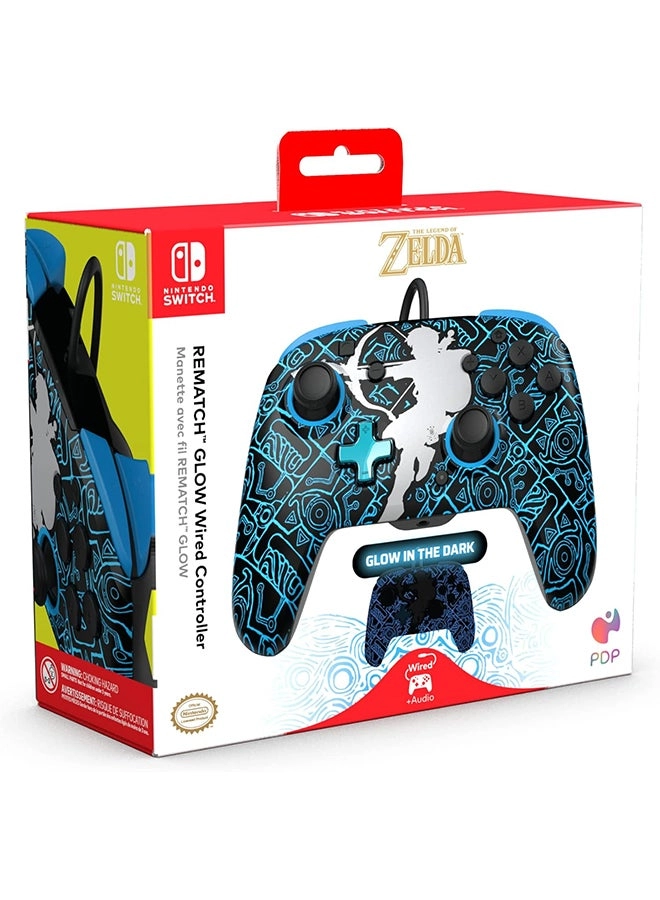 Nintendo Switch Sheikah Shoot Rematch Glow Wired Controller Black/Blue