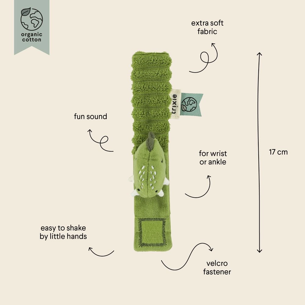 Mr. Dino - Suitable for 0 months & above soft silicone and smooth beechwood