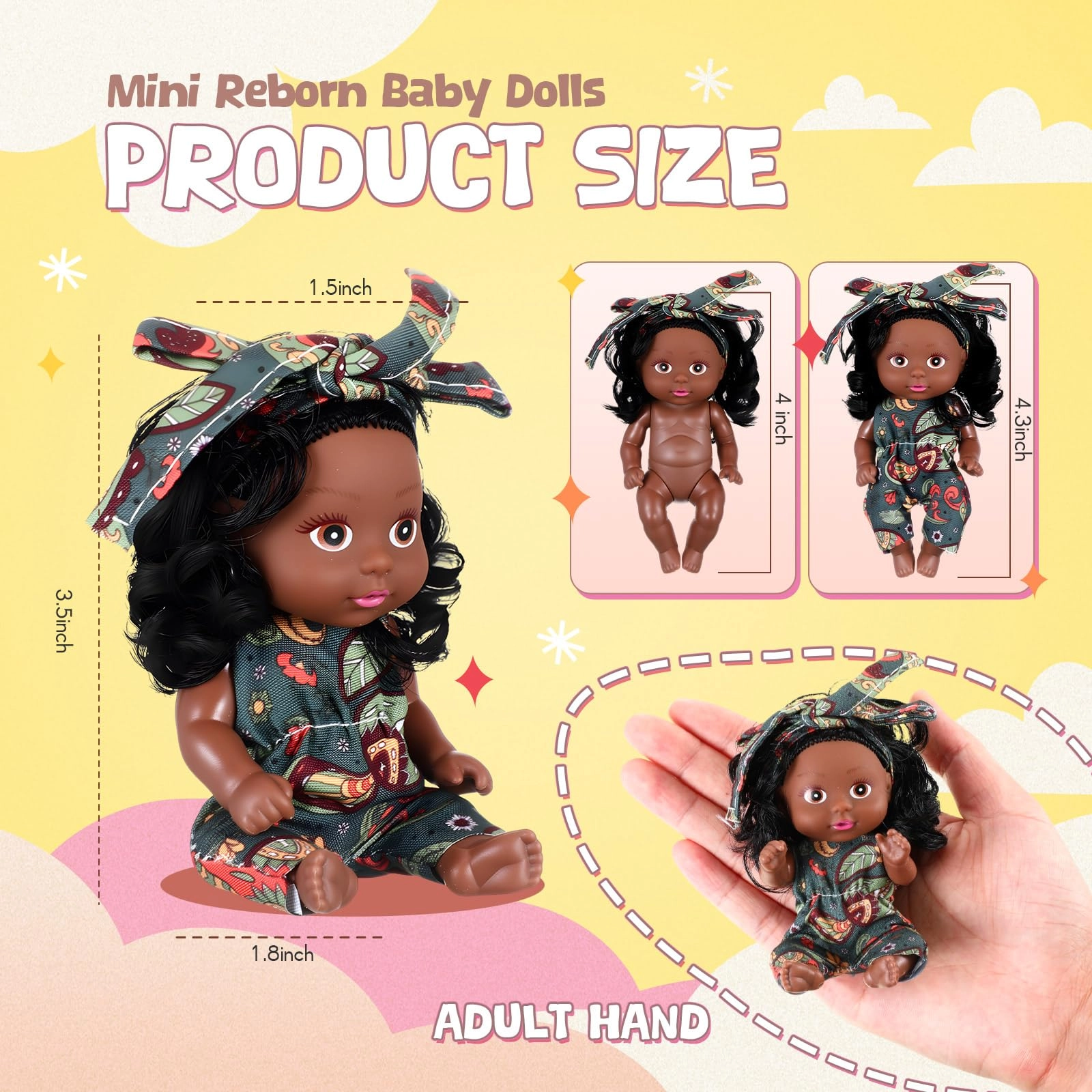 Reborn Baby Doll - 4 Inch 6 Pcs Set