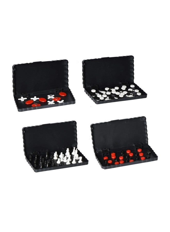 Travel Board Game Set - Pack Of 4 Classic Magnetic Games Bundle