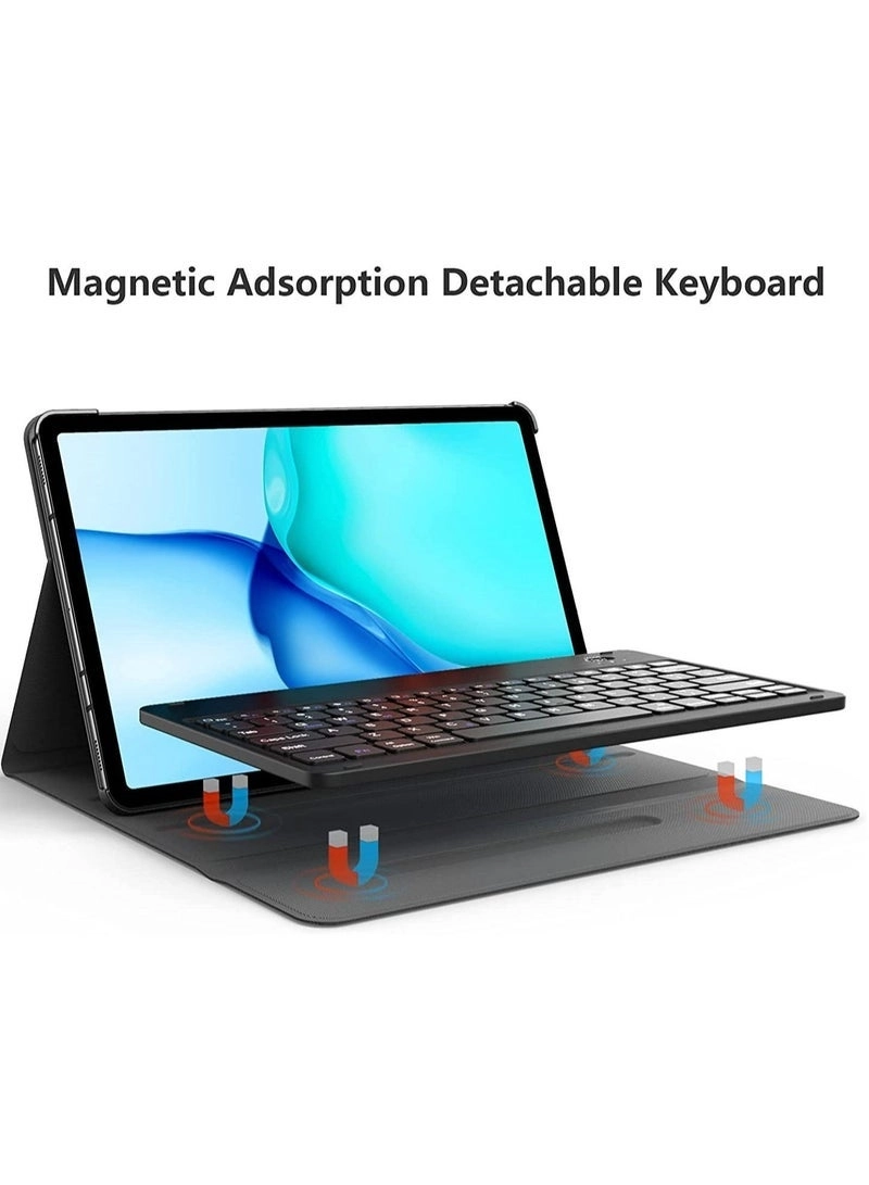Keyboard Case with Detachable Keyboard and Micro USB Charging for Galaxy Tab S8 Plus 12.4-inch (2022) and Galaxy Tab S7 Plus 12.4-inch (2020)