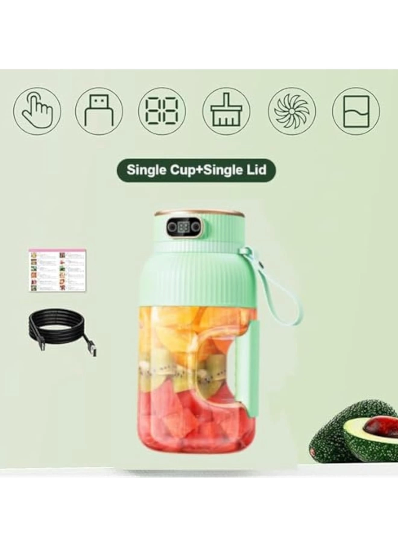 Portable Blender - Digital Display Type-C USB Rechargeable