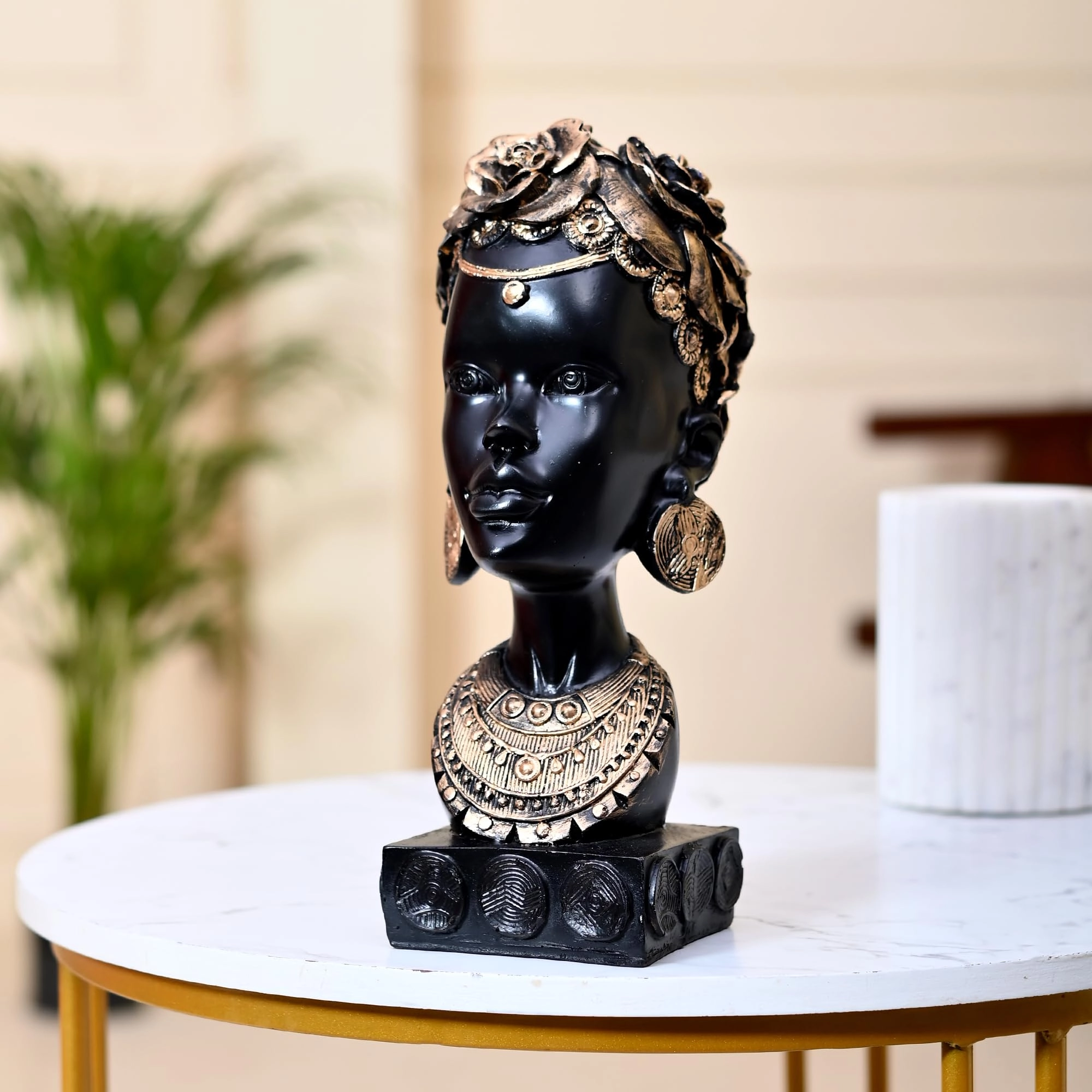 LIFEHACKS, LIFEHACKS, A13 VIKAS MARG, JAIPUR 302015 African Lady Statue with Pot - Resin