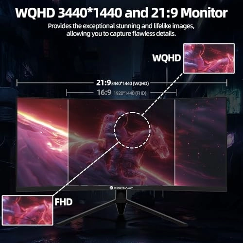 Curved Gaming Monitor - KR-34 Inch pink Curved Monitor 34 Inches 3440x1440