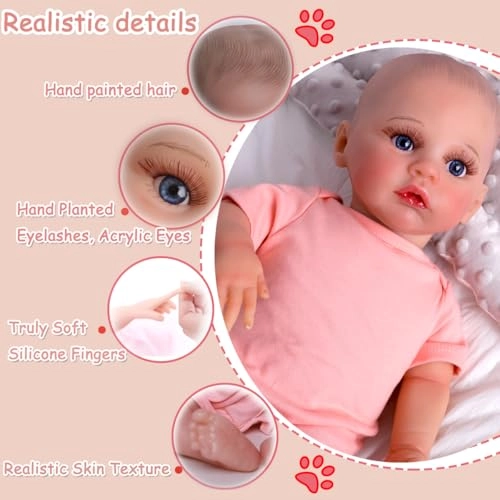 Reborn Baby Doll - 20 Inches Silicone Female Ages 36 months+