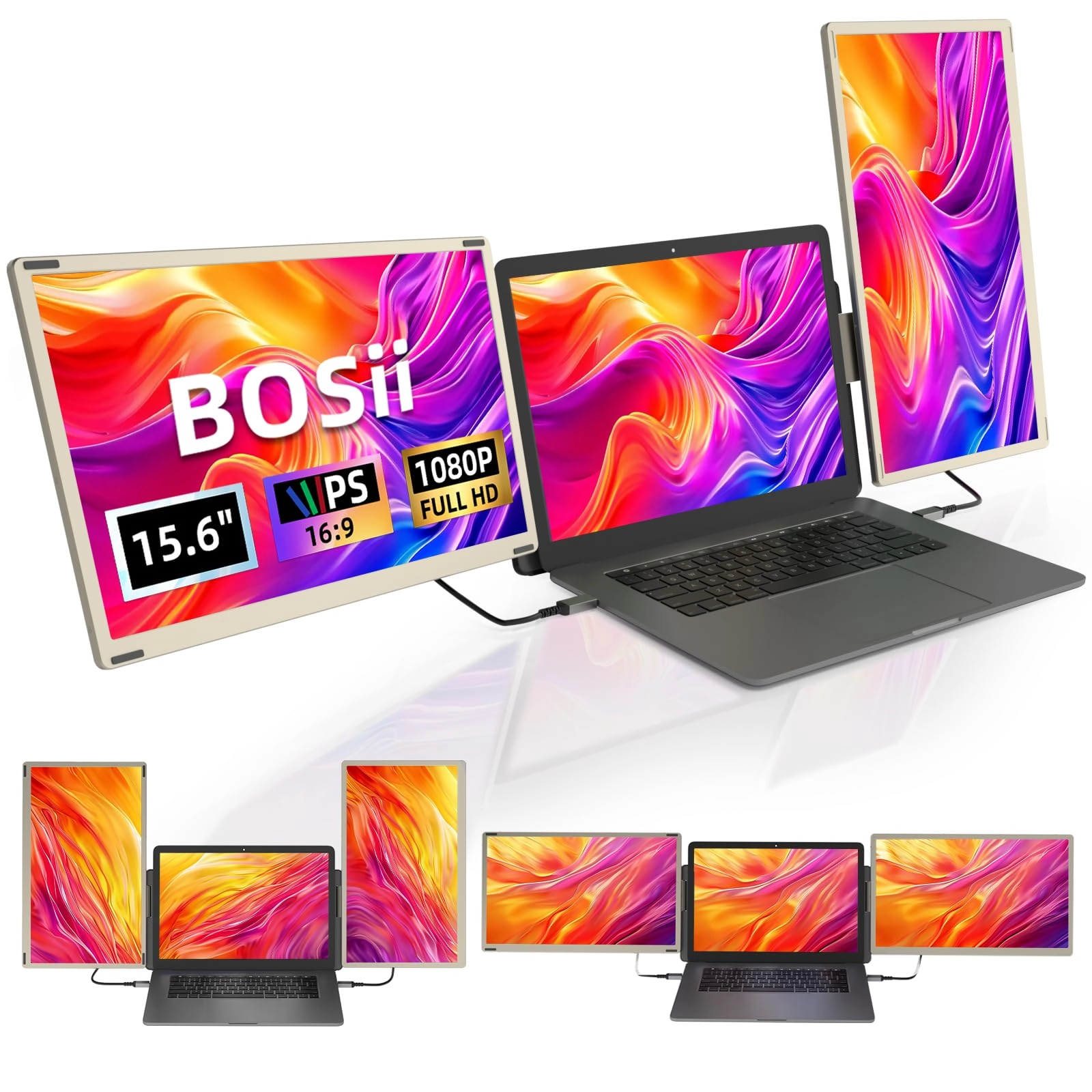 BOSII Laptop Screen Extender Monitor - 1920x1080 15.6 Inches