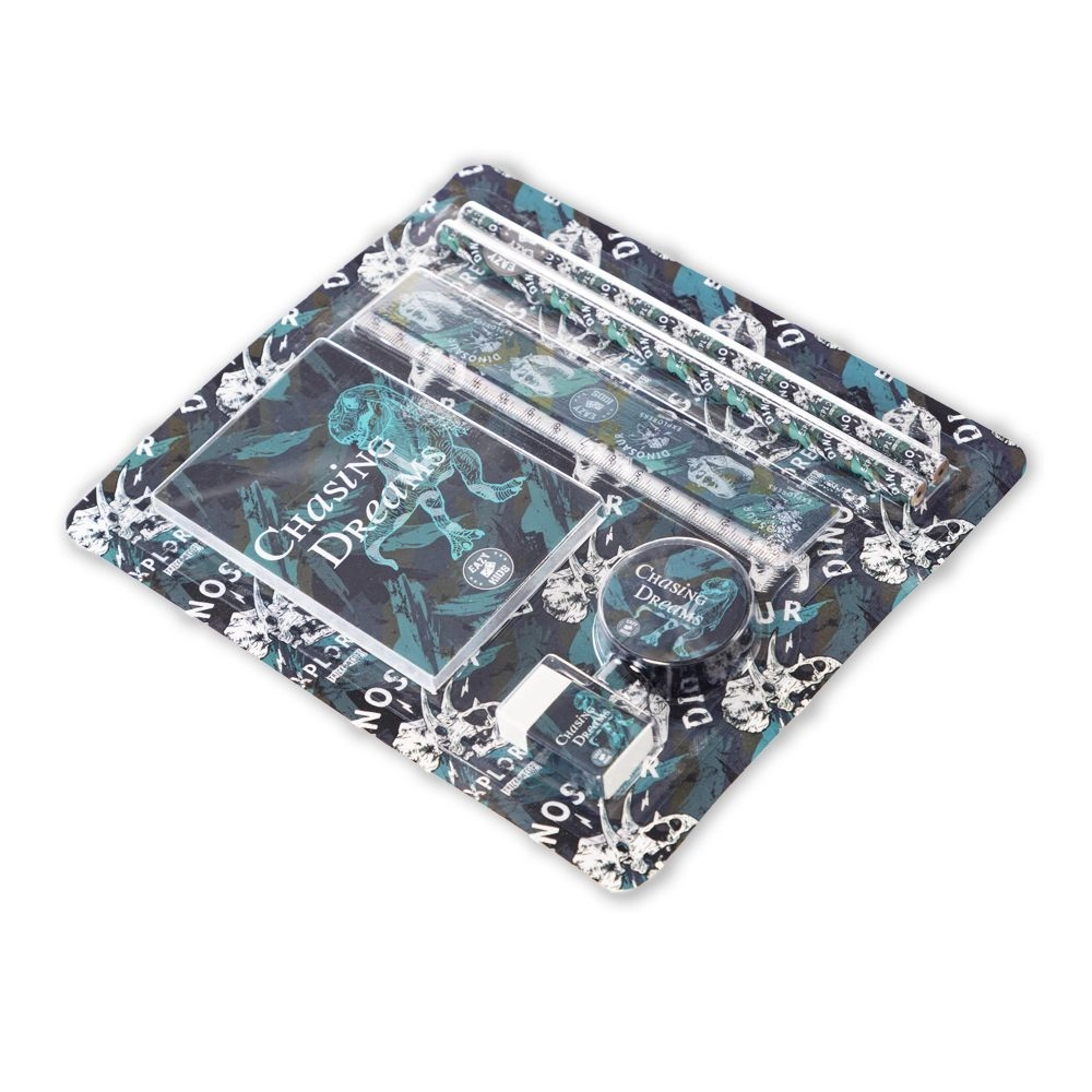 Eazy Kids Stationary Set - 2 pencils, a ruler, an eraser, a sharpener, and sticky notes