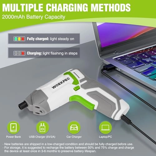 Eccentric Electric Screwdriver - 3.6V 240 RPM 24-Piece Bit Set
