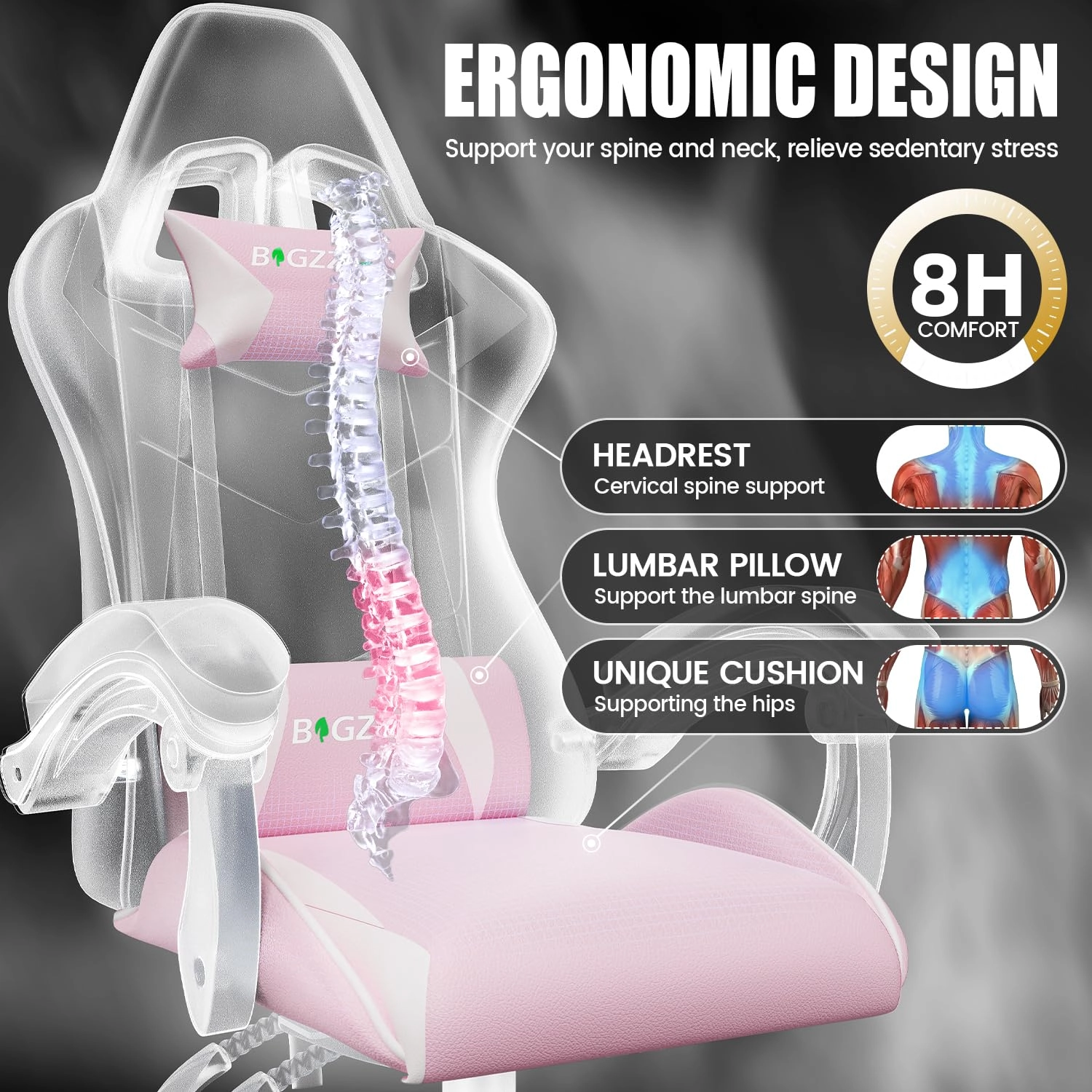 A gaming chair - Adjustable Height Reclining Feature