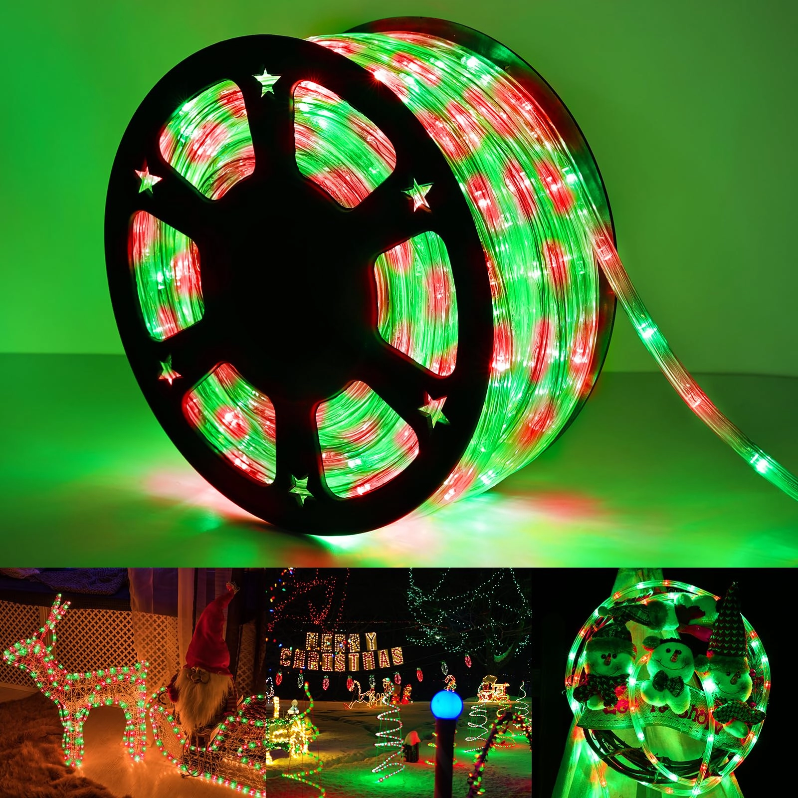 jnaurb LED Rope Lights - 1440 LED Waterproof Red & Green