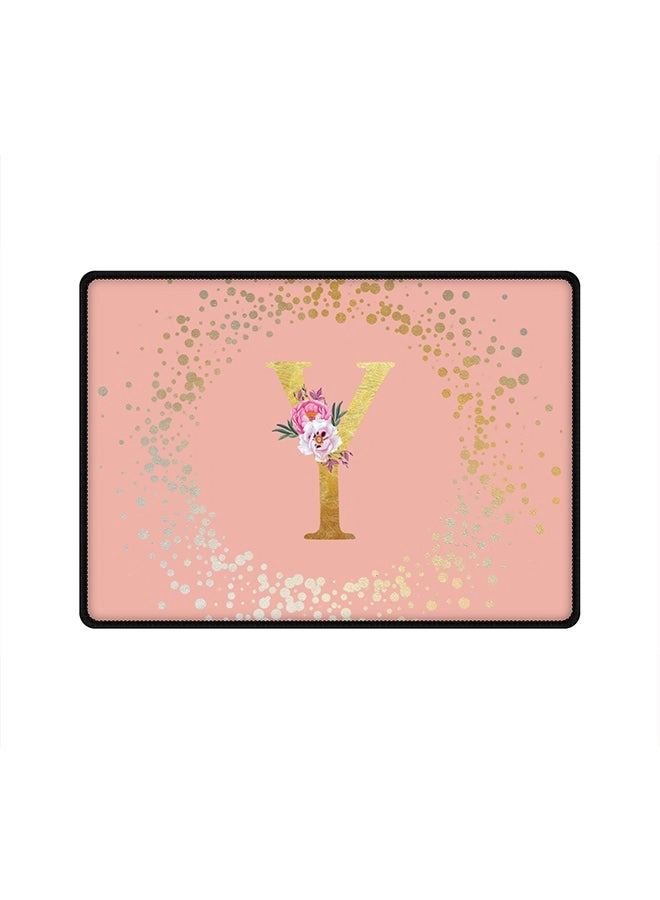 Stylizedd Custom Monogram Initial Letter Floral Pattern Alphabet Y Gaming Mouse Pad - 35x25 cm