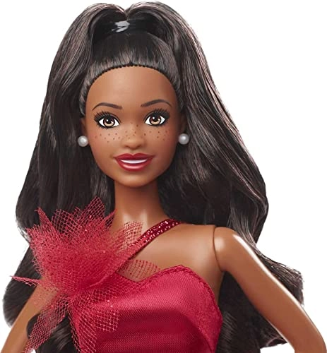 Barbie Signature 2022 Holiday - Dark Brown Wavy Hair Doll Stand Ages 6+