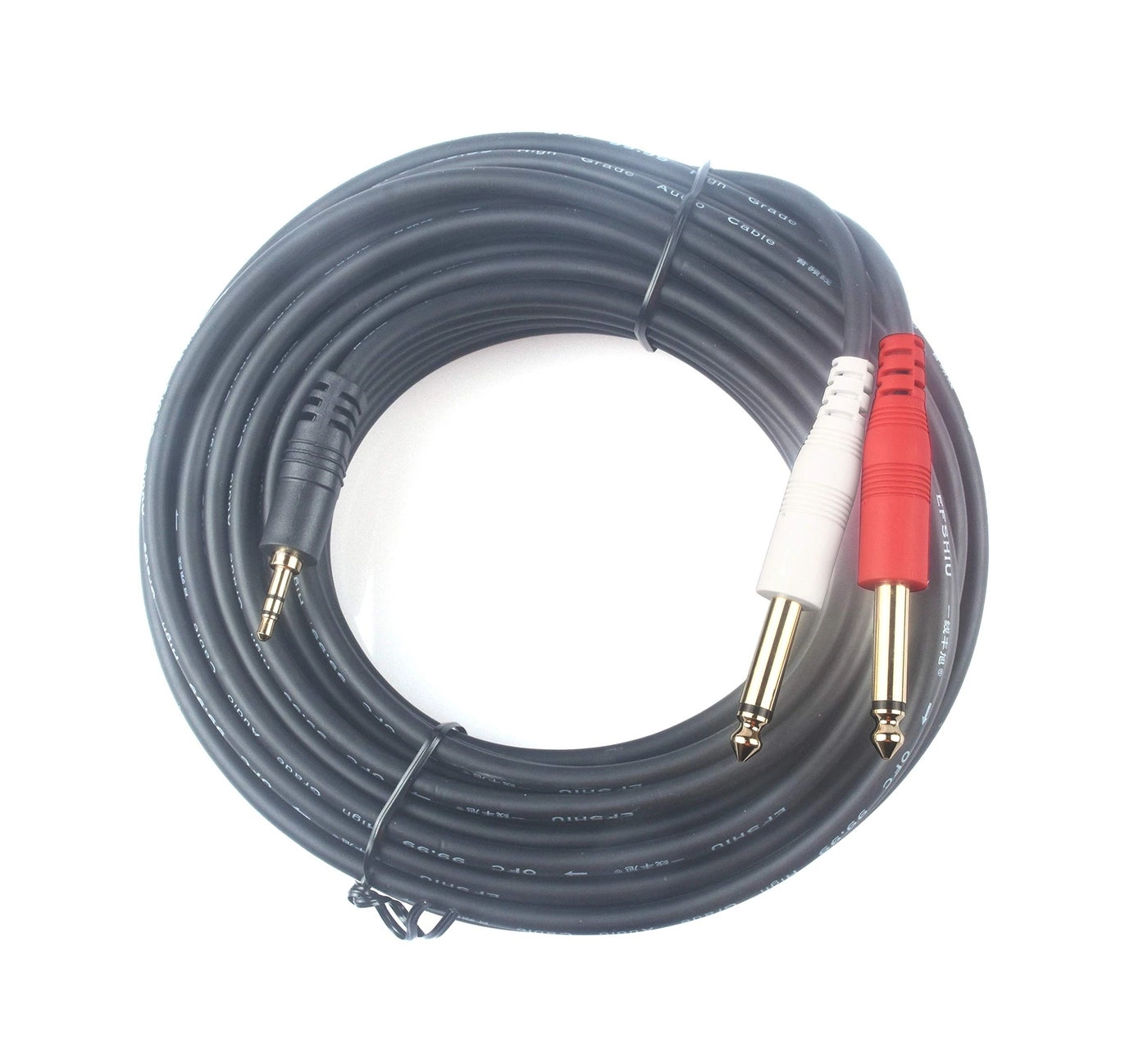 3.5mm TRS to Dual 6.35mm TS Y Splitter - 15 Meters