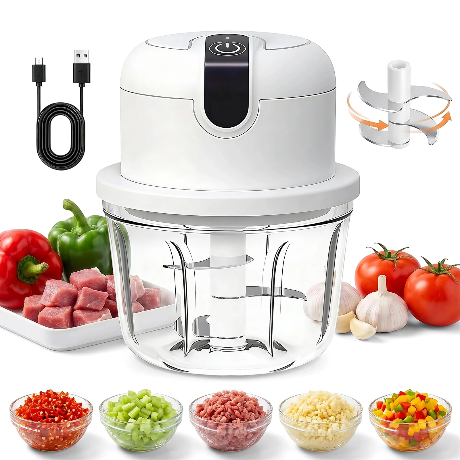 MOFXWHE Mini Electric Chopper - 350 ml USB