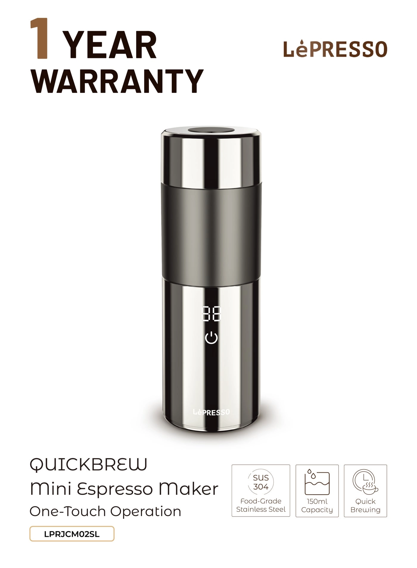 LePresso LPRJCM02SL - 150ml Dual Voltage Portable