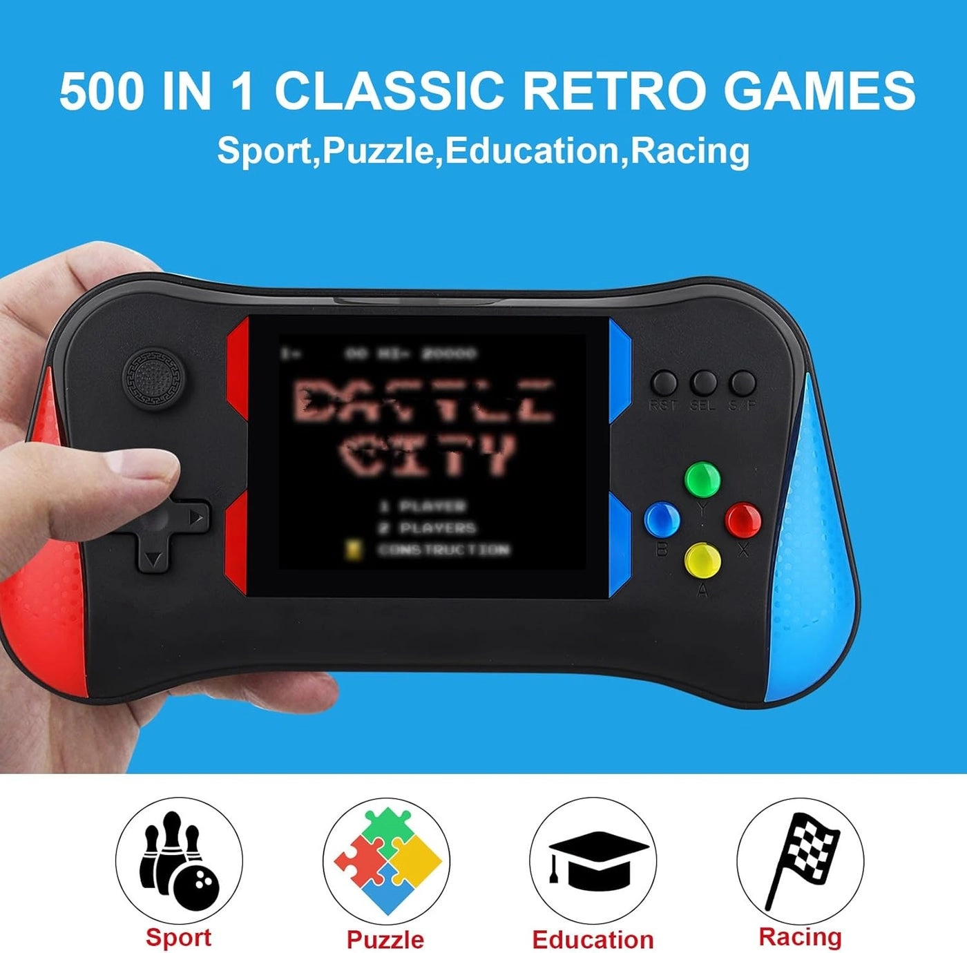 Mini Handheld Video Game Console - 500 Classic Built-in Games Rechargeable