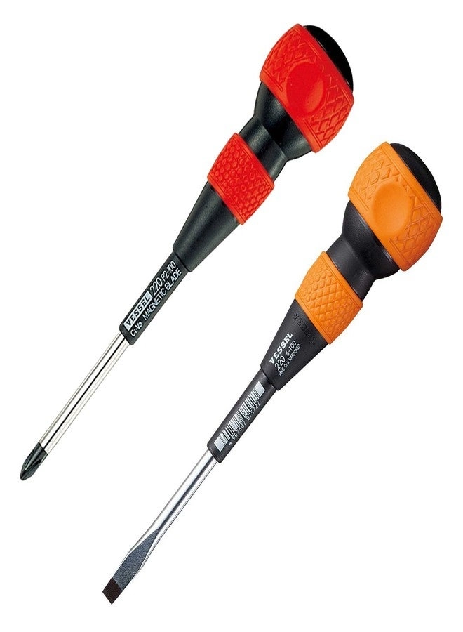 VESSEL 220 Ball Grip Screwdriver 100mm (2 Pcs)