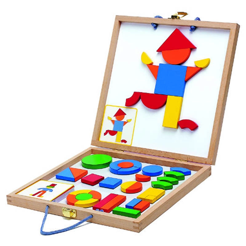 DJECO Wooden Magnetic Geoform - Suitable for 4 years & above 42 magnetic wooden pieces