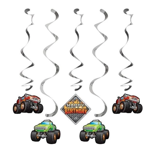 CREATIVE CONVERTING Monster Truck Rally Dizzy Danglers - 5pcs