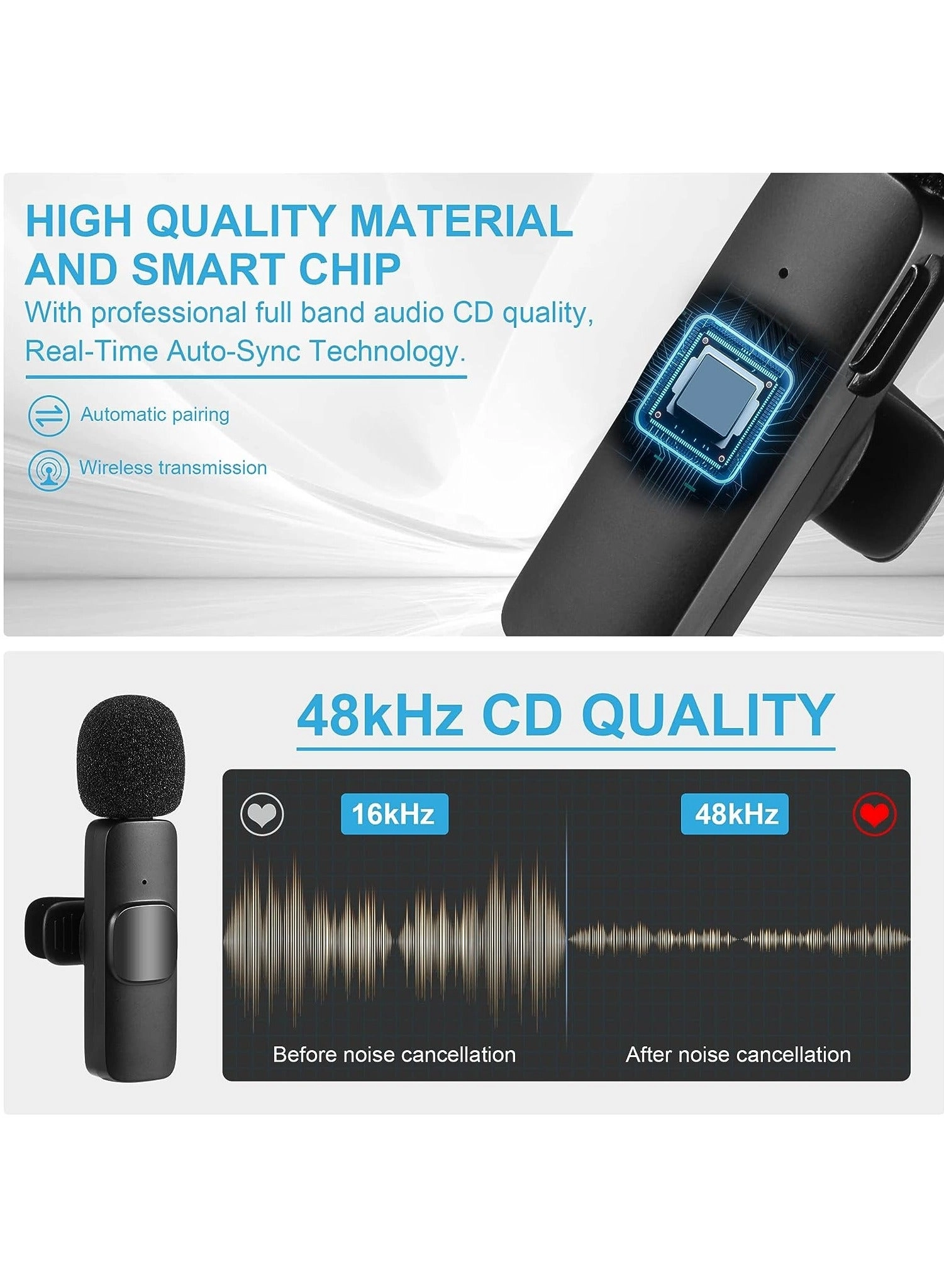 USB C Dual Mic Wireless Microphone