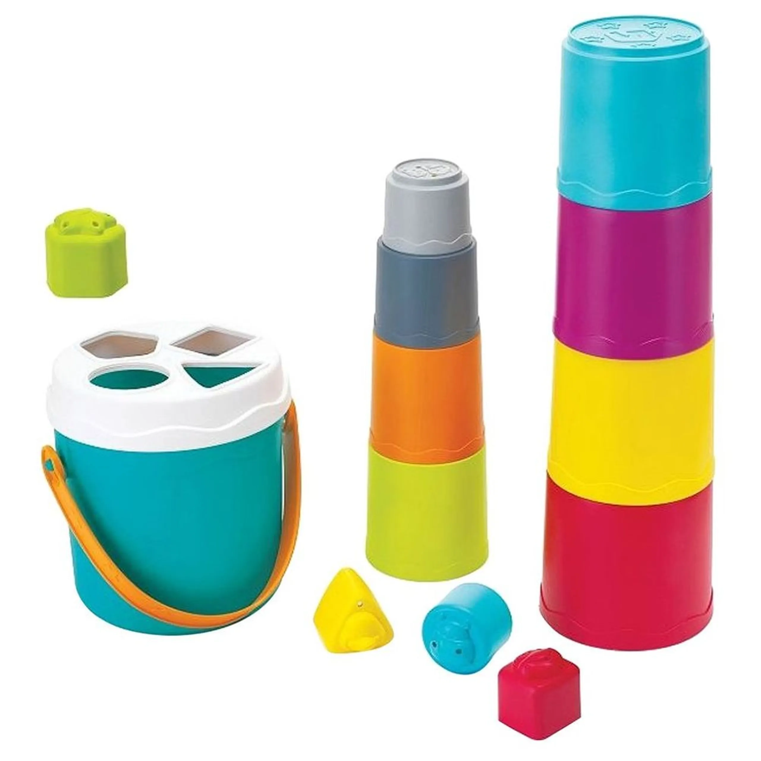 Infantino Shape Sorting Stack N Nest Buckets - Suitable for 6 months & above 14 pieces