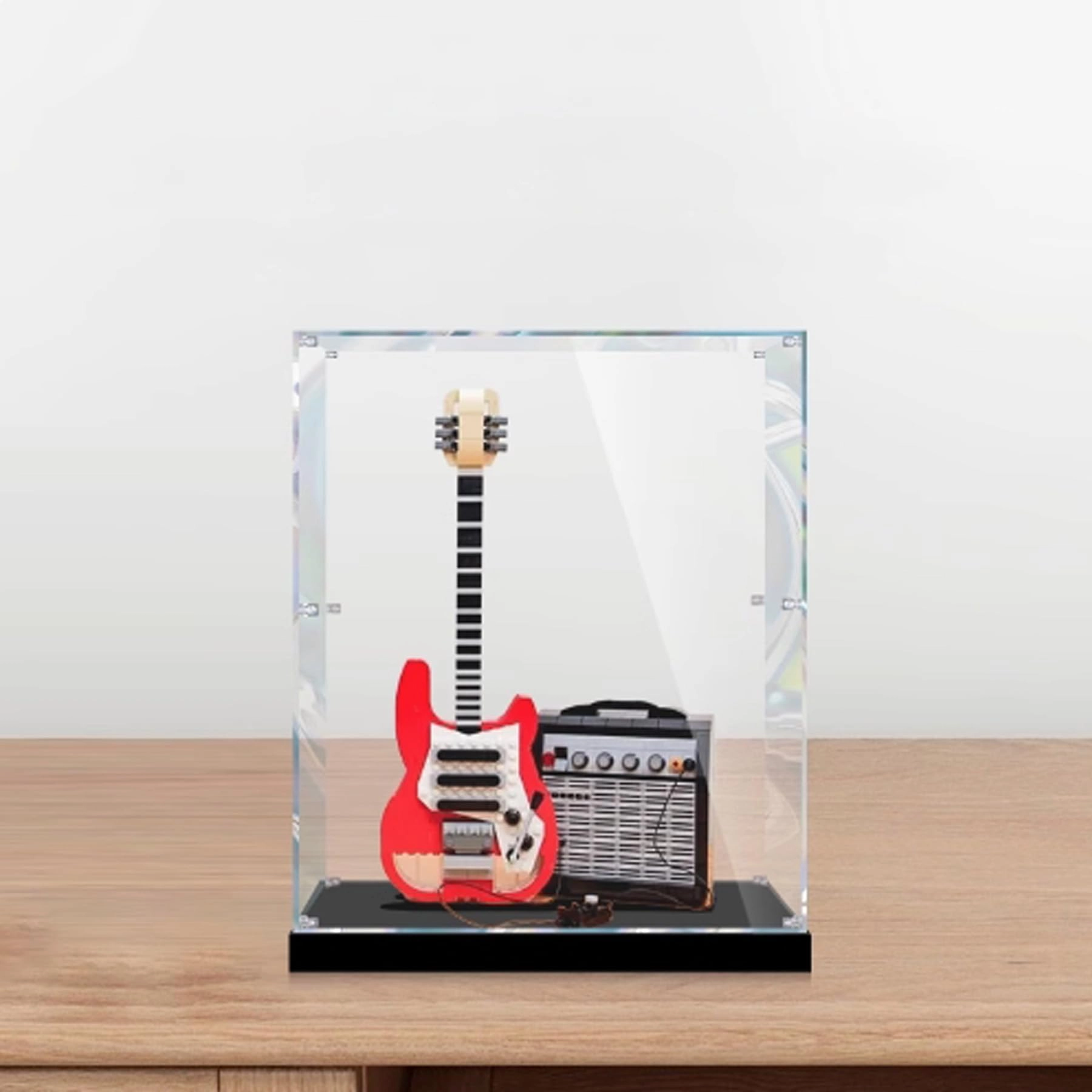 FEIRUBO Acrylic Display Box - Compatible with Lego 21329 Guitar model Black Base