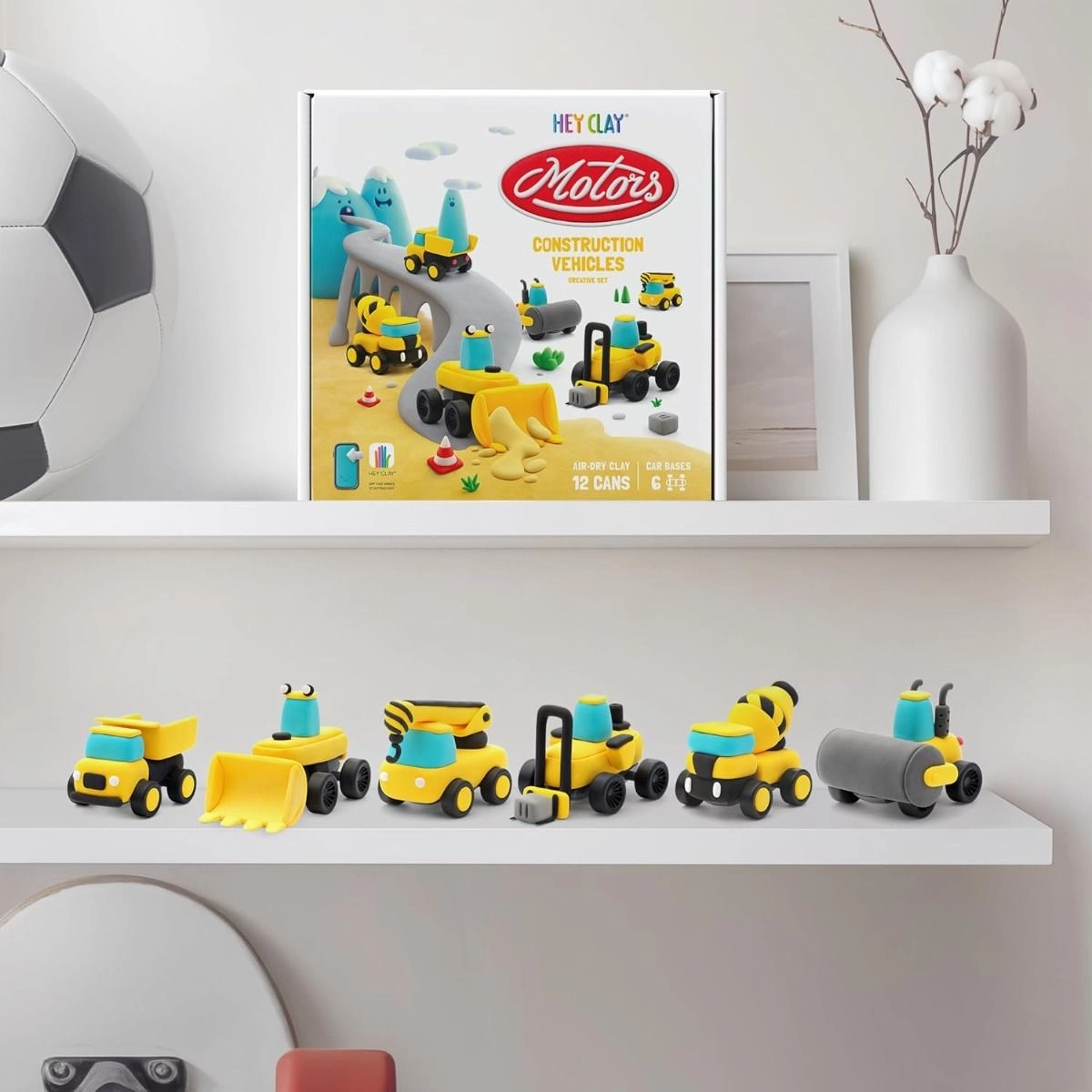Construction Vehicles Modelling Air Dry Clay Kit - 3+ years 12 colors
