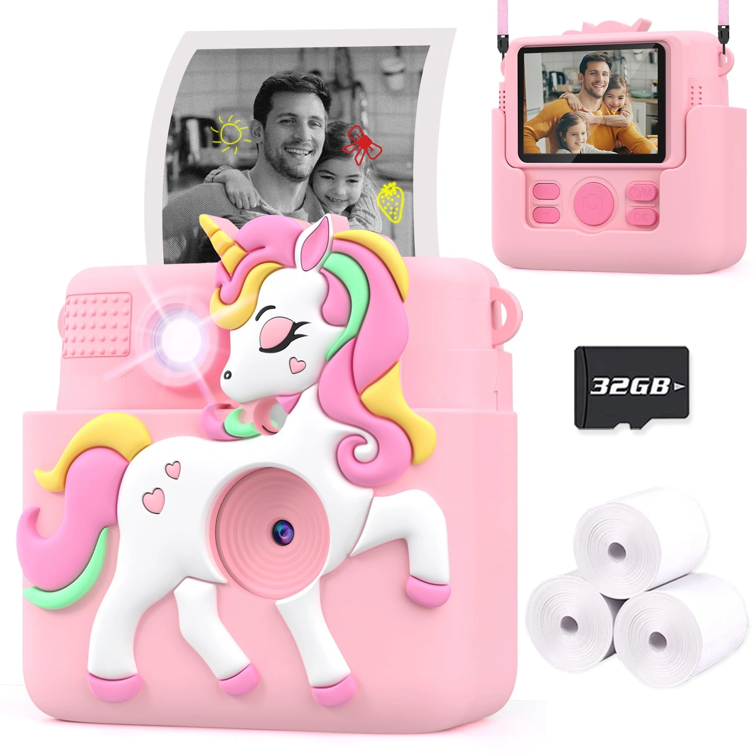 instant print camera for kids - 1080P 8MP