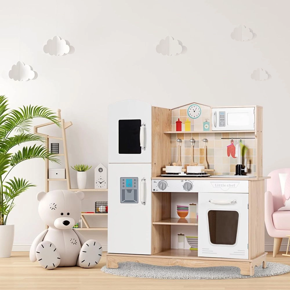 Kids Wooden Kitchen Pretend Playset (5551007-W08308)