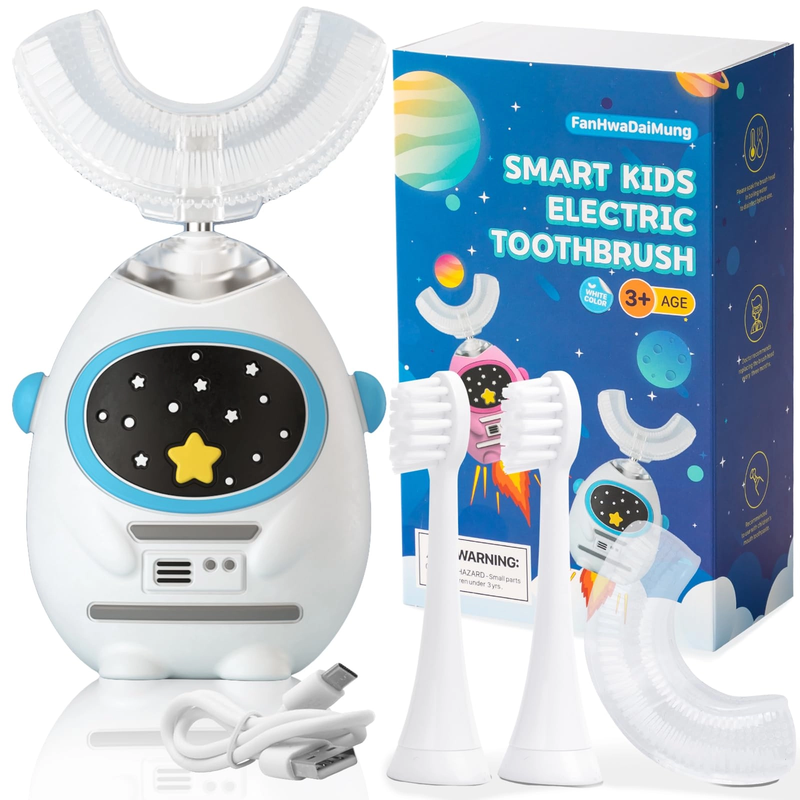 Kids U Shaped Electric Toothbrush - 3 Musical Modes Type-C Charging