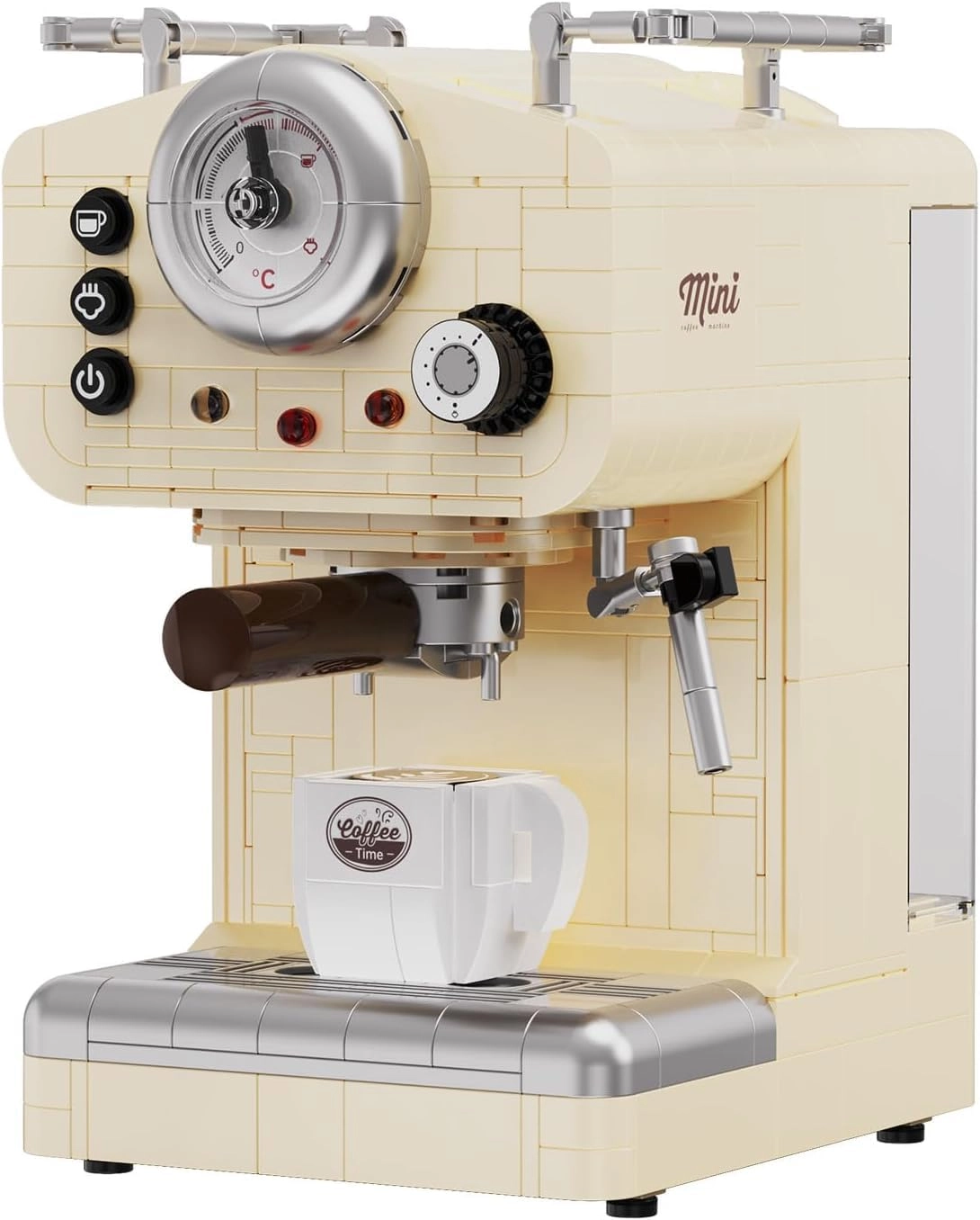 NALACAL Retro Coffee Machine Building Set - Semi-Automatic Espresso Model Creamy White