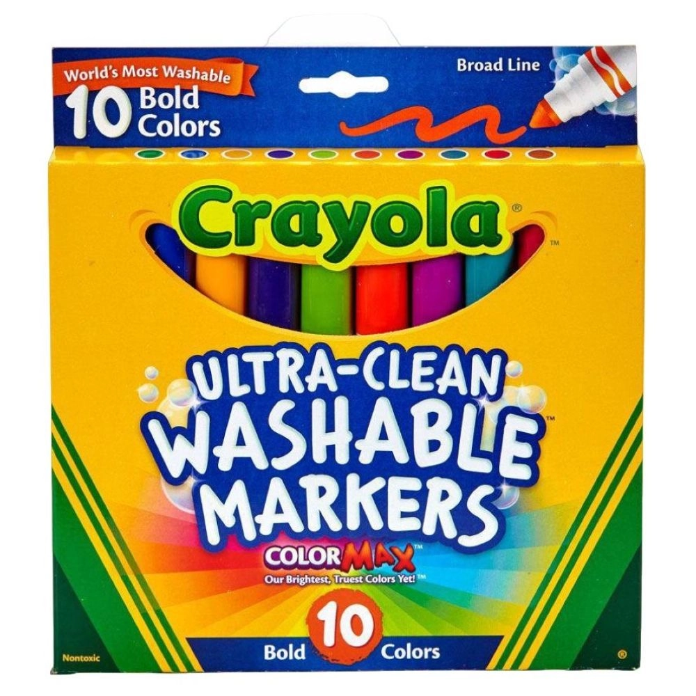 Color Max Broad Line Ultra-Clean Classic Washable Markers - 10 Pcs Multicolor