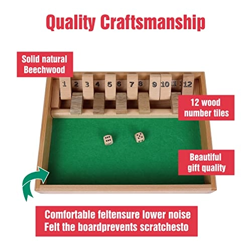 Shut The Box - Wooden 12 Numbers 2 Dice