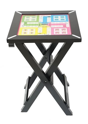 Folding Wooden Ludo Table - Stand Built-In Drawer Dark Cherry