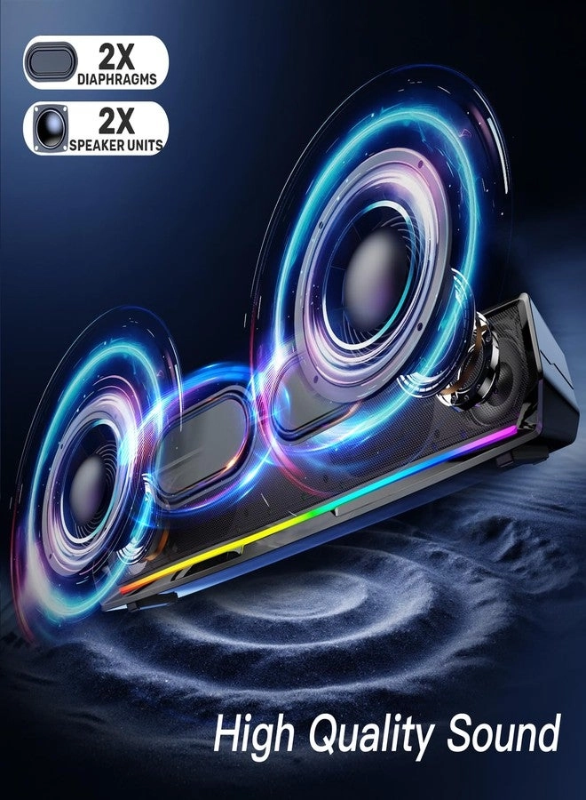 Computer Speakers - Easy Knob Touch Lights USB AUX Plug and Play