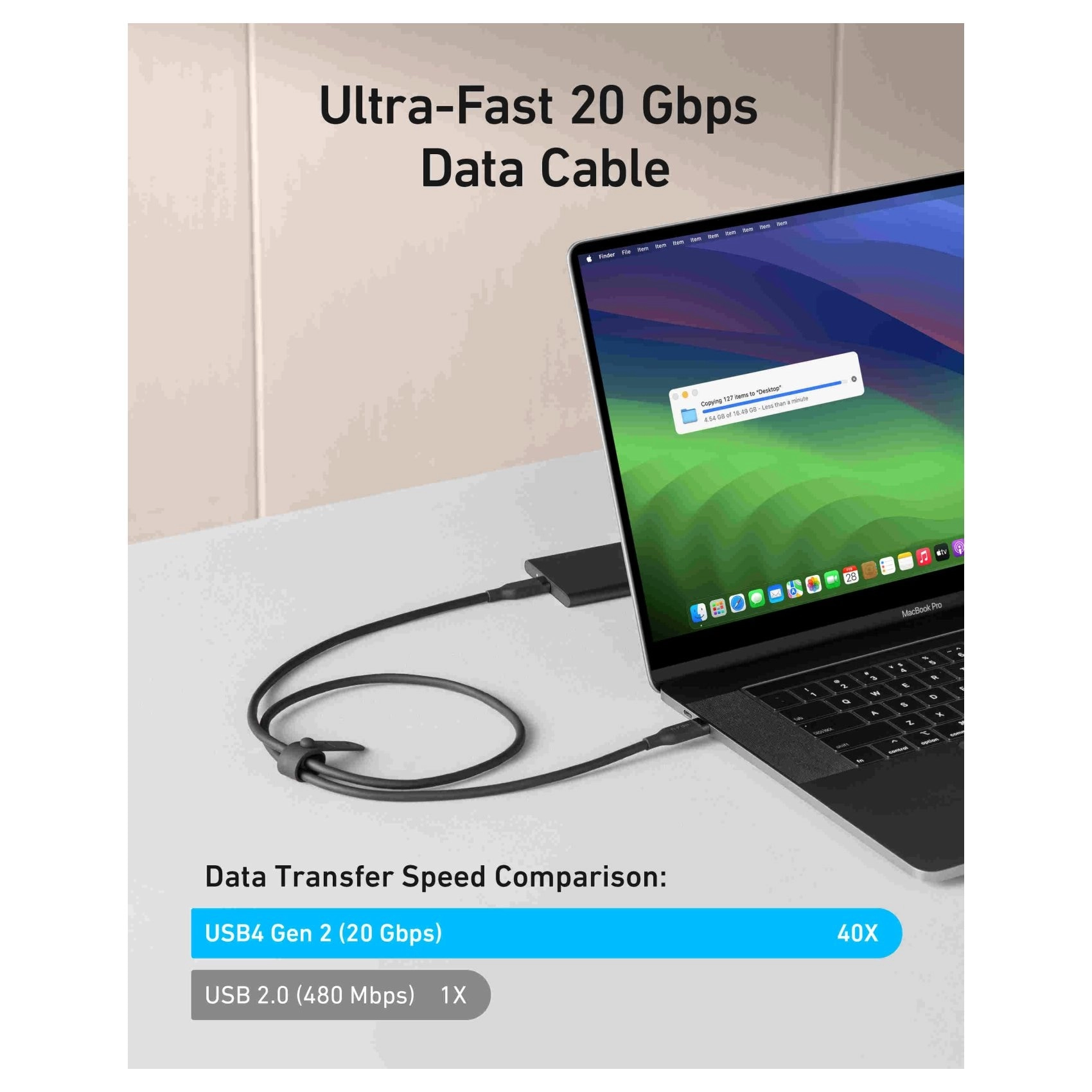 Charge Cable 240W USB-C to USB-C 0.9m Bio-Based