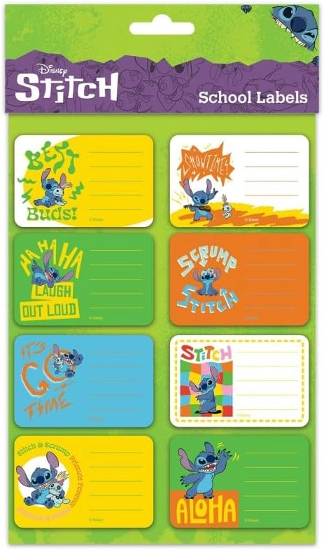 Lilo & Stitch School Labels - 2 sheets with 8 stickers each 8 x 4 cm