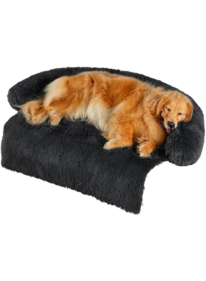 HuHa Mart Dog Couch Bed - Calming Fluffy Plush Waterproof