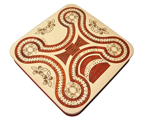 Continuous 4 Track Cribbage Board - Blood Wood Maple Wood