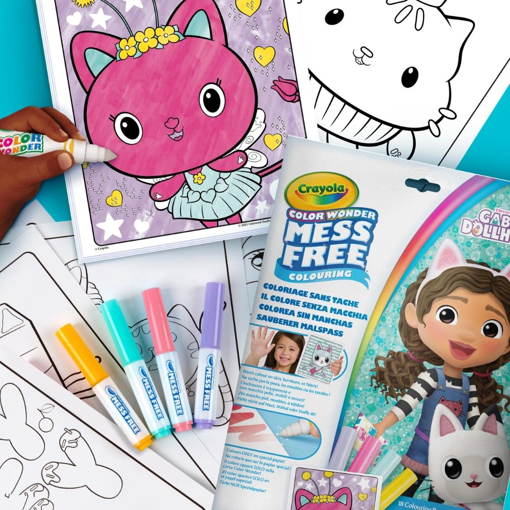 Color Wonder Mess-Free Coloring Set - 18 Gabby's Dollhouse colouring pages 4 Colour Wonder Mini Markers