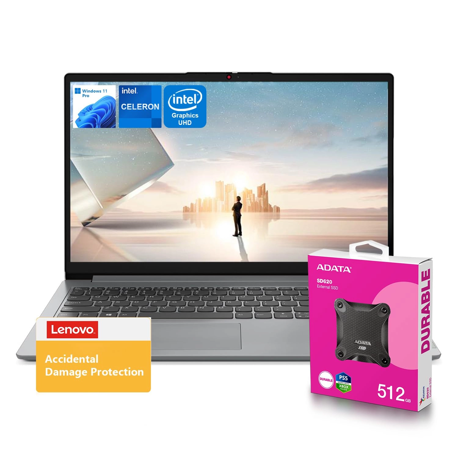 Lenovo Group, Ltd. Business Laptop - 15.6'' Celeron N4500 20GB DDR4 1.1TB SSD + 512GB External Bundle