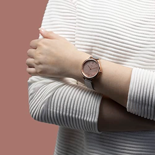 Watch - Silver Mesh Strap Pink Sunray Dial + Activity Tracker - Pink Silicone Strap Colour Touch Screen