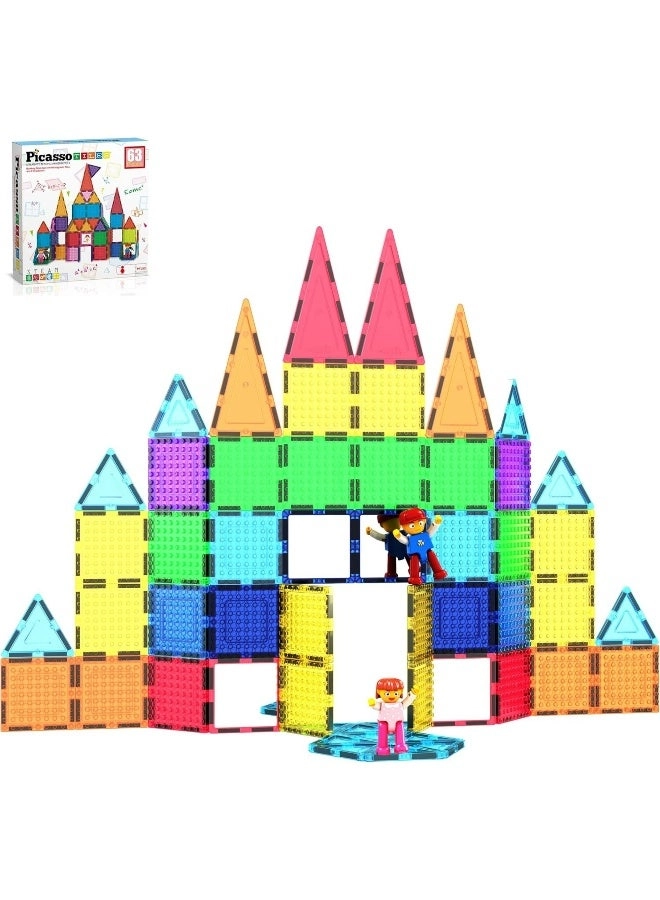 Brick Block Magnetic Building Block Set - 2 Character figures Construction 63pcs