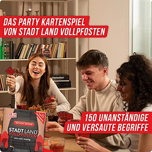 Stadt Land Vollpfosten - Card Game - Red Light Edition + Stadt Land Vollpfosten - Game Block - Red Light Edition