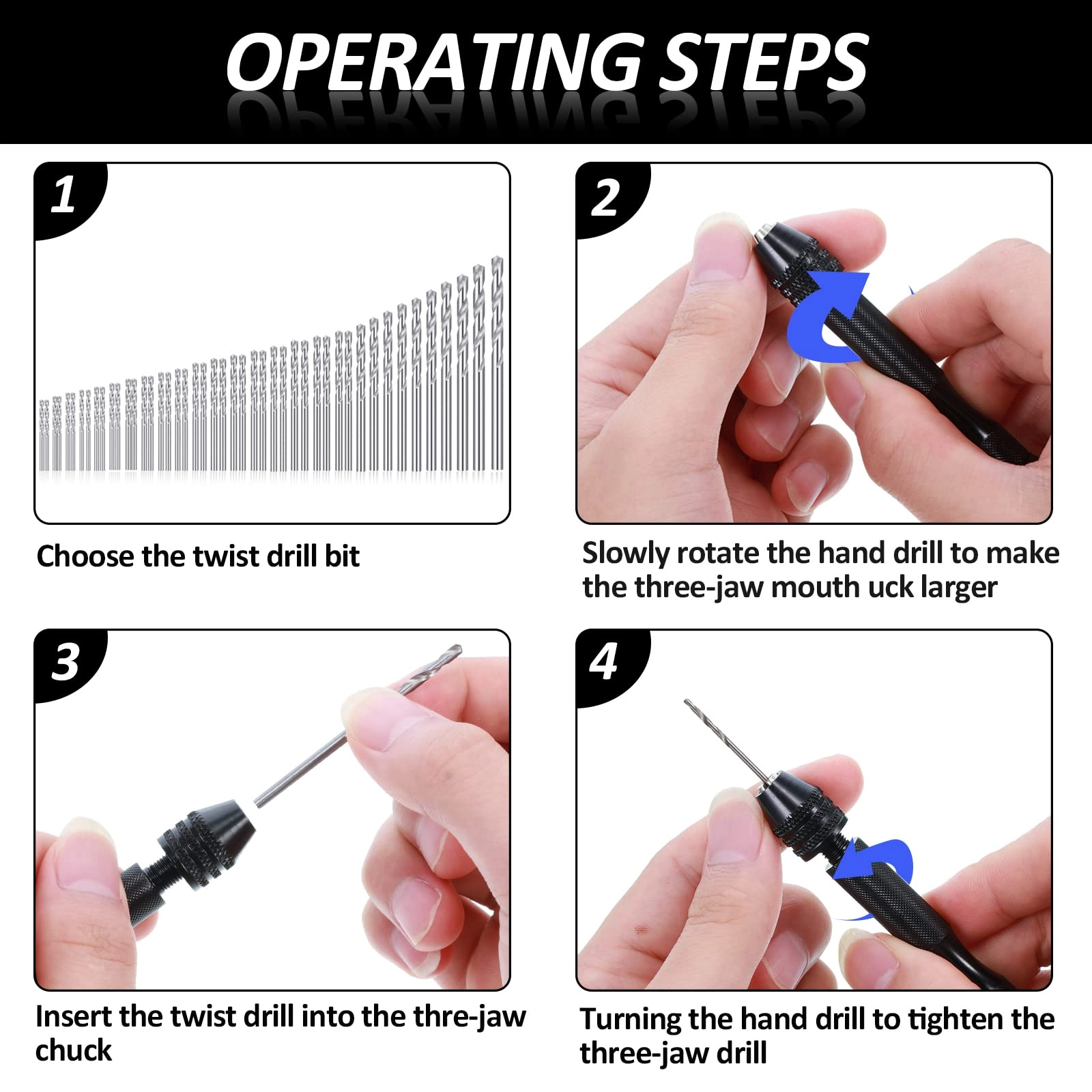 Hand Drill Bits Set - 57 Pieces + Pin Vise Hand Drill - 1 Piece + Micro Twist Drill Bits - 46 Pieces 0.1-1mm + PCB Mini Drill Bits - 10 Pieces
