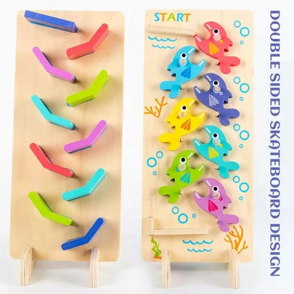 2-in-1 Double Sided Car Fish Gliding Game - Suitable for 3 years and above