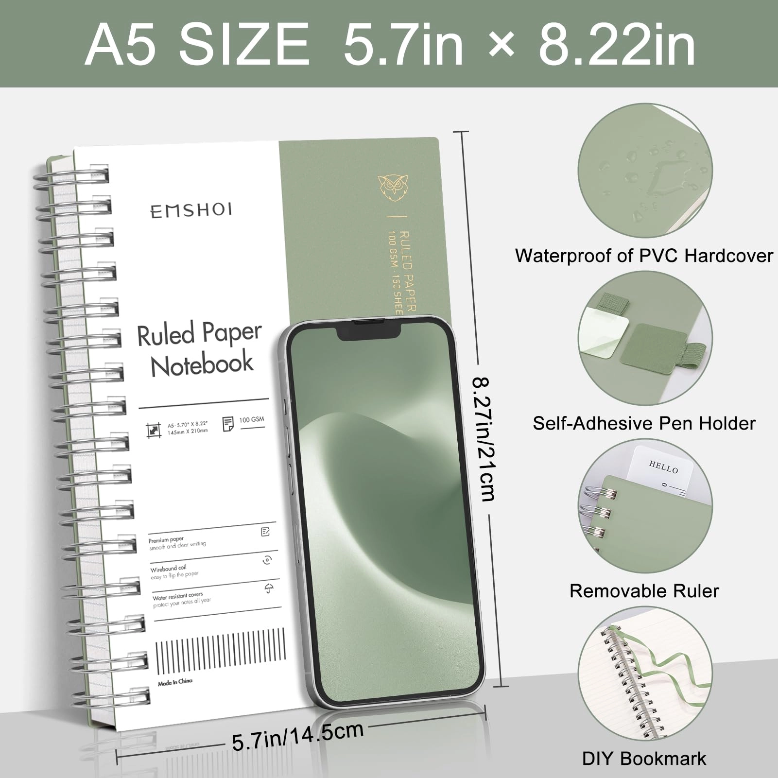 Notebook A5 Spiral - Lined 150 Sheets